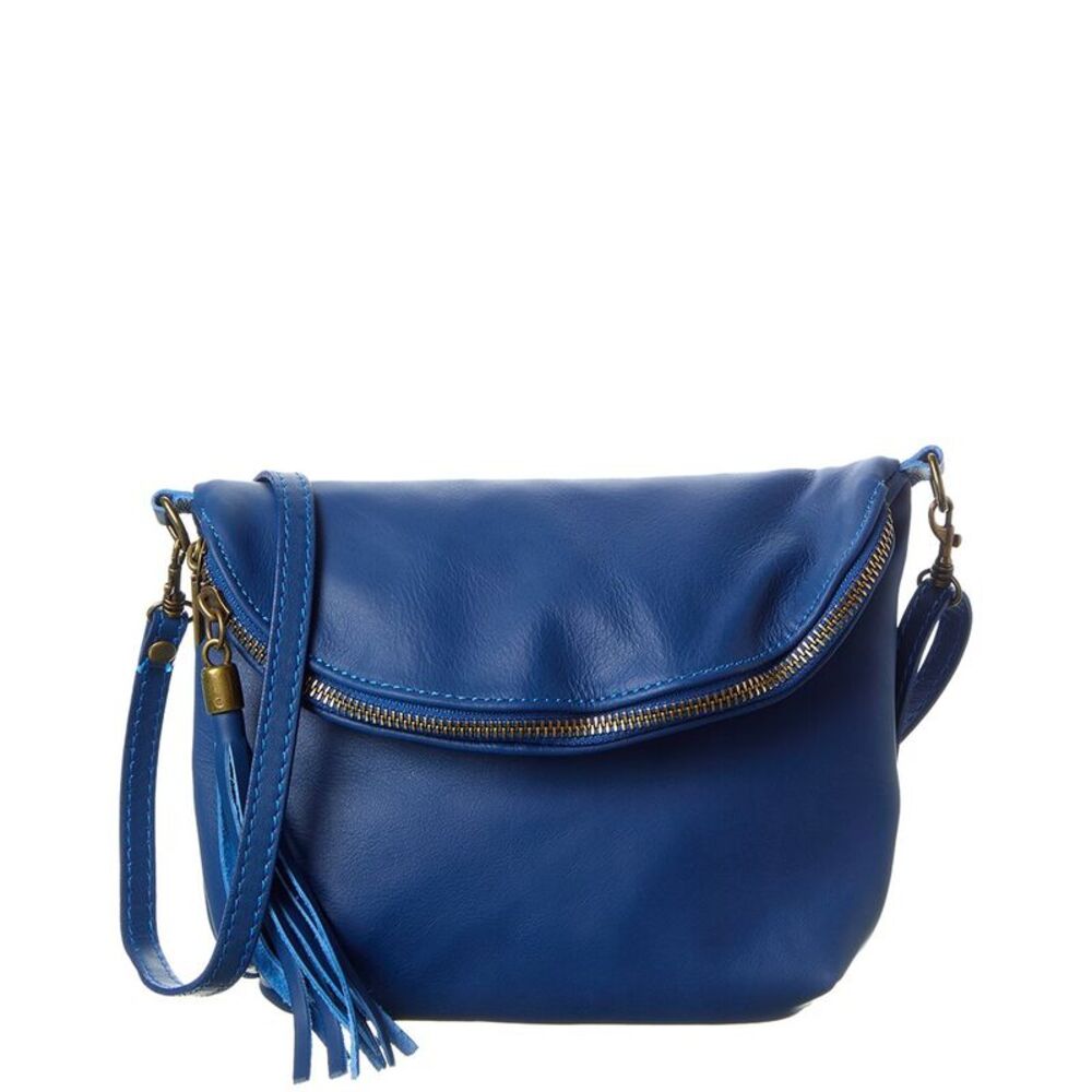 Italian Leather Crossbody, Blue